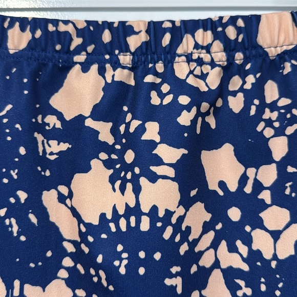 🔵 Blue and Cream Lace Print Knee-Length Skirt Size Large - Picture 5 of 8